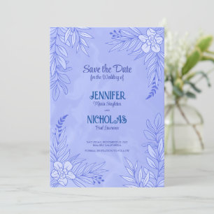 Invitation Fleurs élégantes et ornements Feuille pour Mariage
