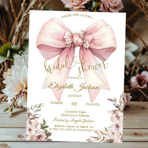 Invitation Fleurs élégantes et stylées Arc-en-ciel ruban rose