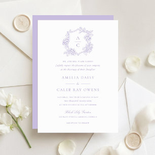 Invitation Fleurs Élégantes Mariage Crête Hydrangea Violet
