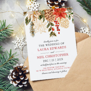 Invitation Fleurs élégantes Mariage d'hiver