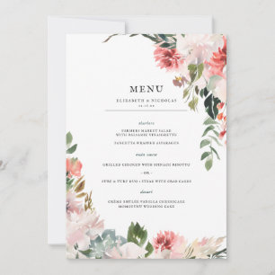 Invitation Fleurs élégantes   Menu Mariage floral de printemp