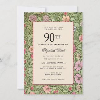 Invitation Fleurs élégantes victoriennes 90 ans