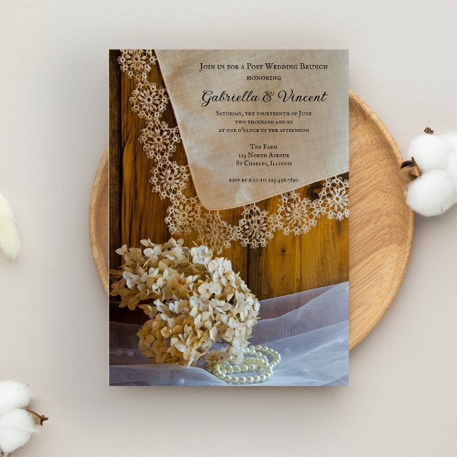 Invitation Fleurs en dentelle de campagne brunch d'après mari (Créateur téléchargé)