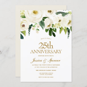 Invitation Fleurs en fleurs blanches 25e anniversaire de Mari
