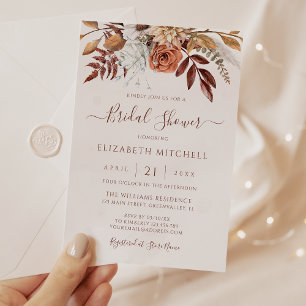Invitation Fleurs en terre cuite Bohème Mariage automnal
