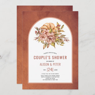 Invitation Fleurs en terre cuite, citrouilles couples en chut