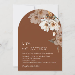 Invitation Fleurs en terre cuite ivoire Mariage décontracté