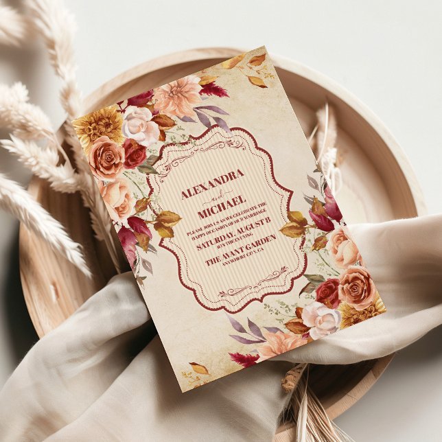 Invitation Fleurs en terre cuite rouille Mariage de automne o (Créateur téléchargé)