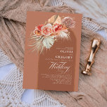 Invitation Fleurs en terre cuite rouille Pampas Mariage en la<br><div class="desc">Pampas herbe et terre cuite,  teintes rouilles feuillage botanique invitations de mariage bohème</div>