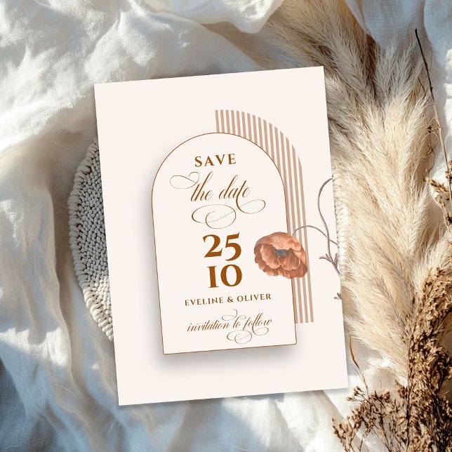 Invitation Fleurs en terre cuite tendance arch marron teintes (Trendy Terracotta flowers arch brown hues ivory Invitation)
