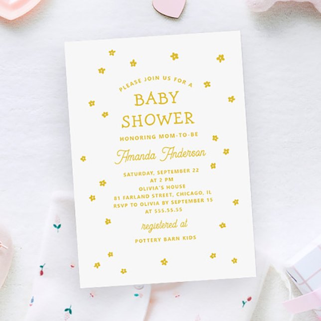 Invitation Fleurs ensoleillées jaunes. Baby shower fleuri (Créateur téléchargé)