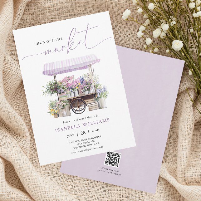 Invitation Fleurs épuisées : Baby Shower de mariage (The front and back of the invitation are shown at a 5x7 inch. Choose size, paper, + corner style.)