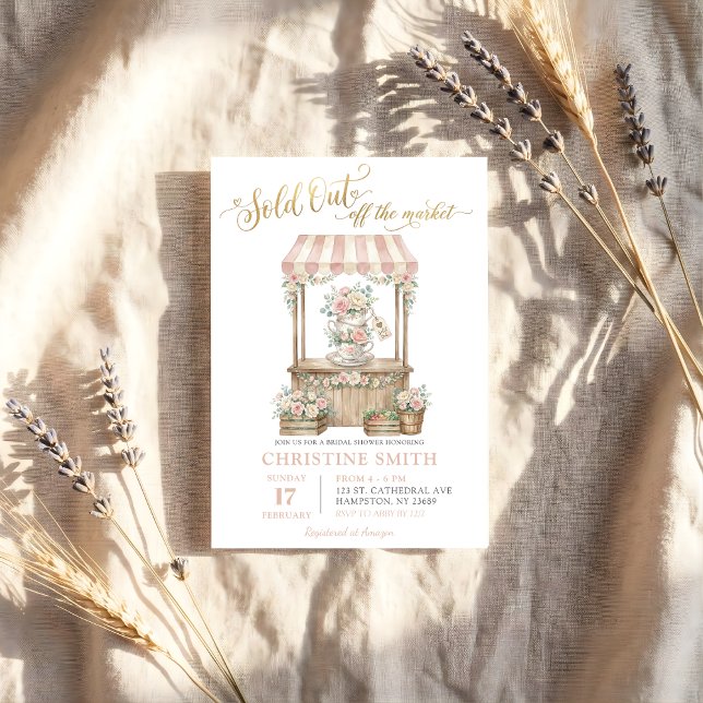 Invitation Fleurs épuisées Marché de la mariée Fête de mariag (Créateur téléchargé)
