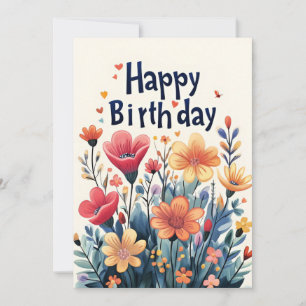 Invitation Fleurs et Coeurs d'été Anniversaire