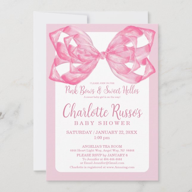 Invitation Fleurs et Douces Salutations Baby Shower Aquarelle (Devant)