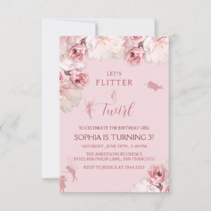 Invitation Fleurs et Fée Anniversaire