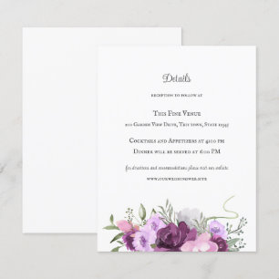 Invitation Fleurs et fer à cheval rustiques violet