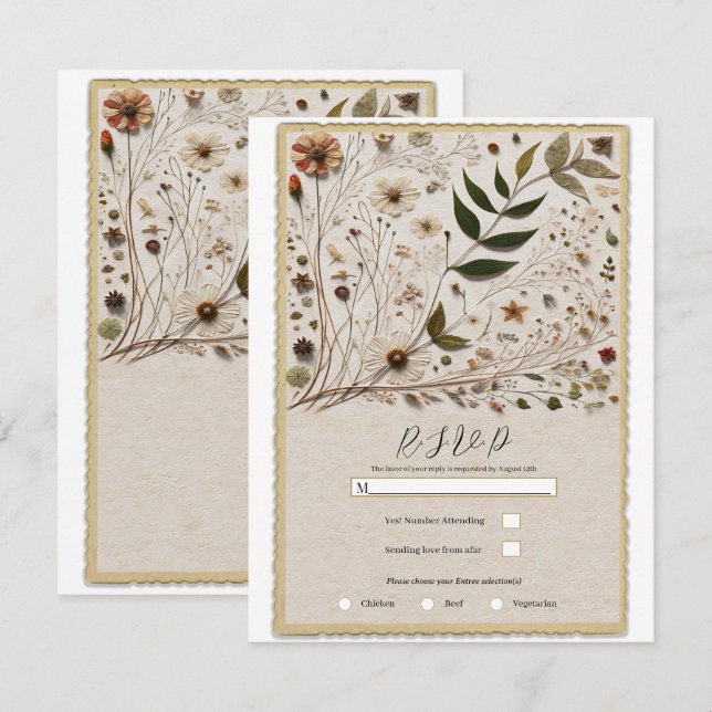 Invitation Fleurs et Feuilles Botaniques de la Beauté de la N (Devant / Derrière)