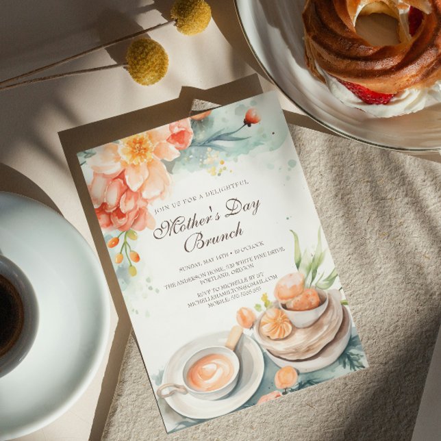 Invitation Fleurs et nourriture Fête des mères Brunch Invitat (Créateur téléchargé)