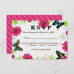 Invitation Fleurs et papillons dans Mosaic RSVP Menu
