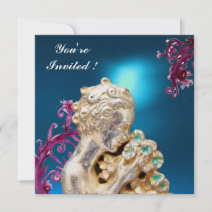 Invitation Fleurs et perles roses en bleu, Doux 16 Party