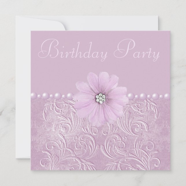 Invitation Fleurs et perles Vintages Lilac (Devant)