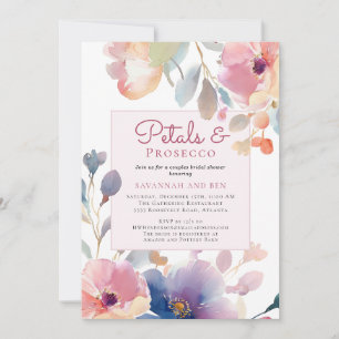 Invitation Fleurs et Prosecco Couple Floral Baby Shower Brida