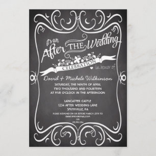 Invitation Fleurs et torsades Chalkboard après le Mariage IDP