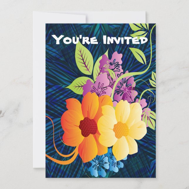 Invitation Fleurs et vignes tropicales (Devant)