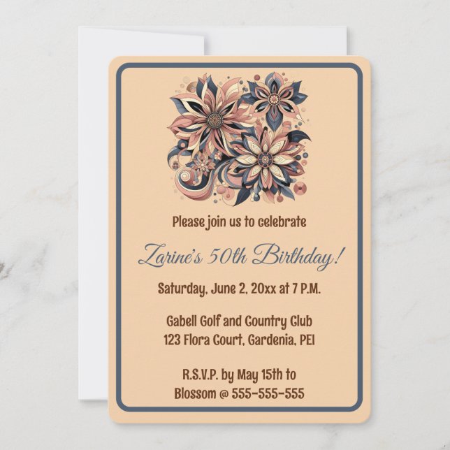 Invitation Fleurs et volutes modifiables (Devant)