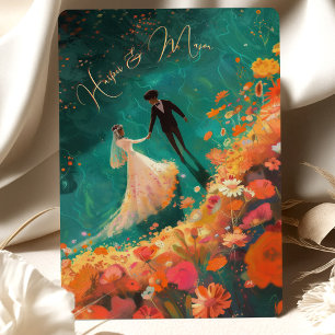 Invitation Fleurs Ethereal - Suite Mariage Turquoise et coral