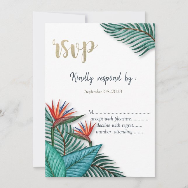 Invitation Fleurs Exotiques Tropicales RSVP   (Devant)