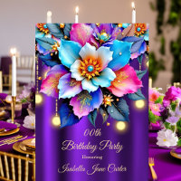 Fleurs exotiques violettes de fête teal rose bleu