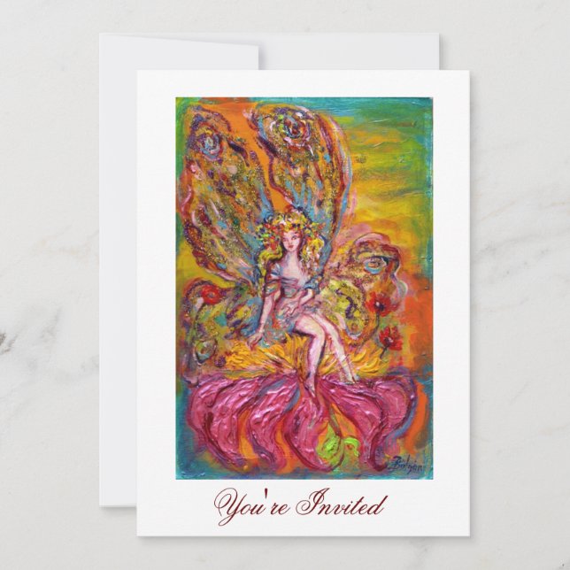 Invitation FLEURS FAIRY SUR L'Imaginaire IRIS ROSE  Jaune Bla (Devant)