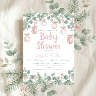 Invitation Fleurs fantaisie aquarelle rose bébé shower