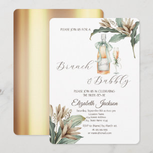 Invitation Fleurs Feuille Verre à Champagne Orenter Shower de