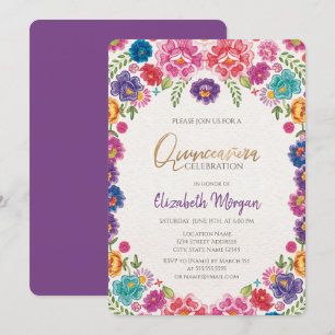 Invitation Fleurs Fiesta mexicaines Quinceañera