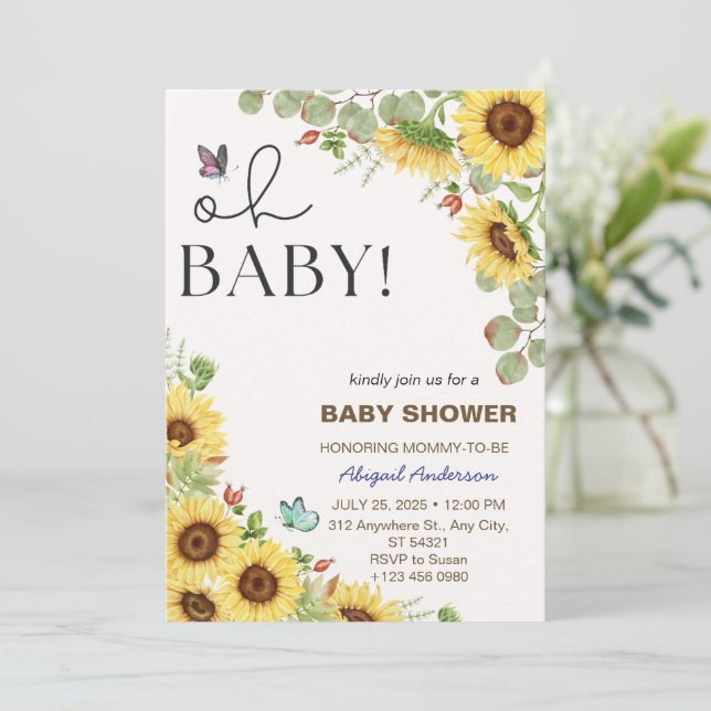 Invitation Fleurs Fille Fleur Solaire Cartons d'Invitation Ba (Debout devant)
