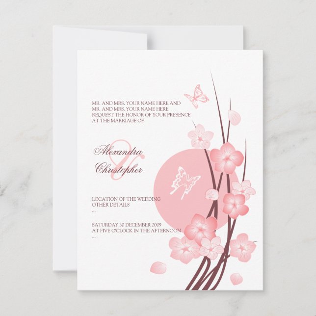 Invitation Fleurs Fleurissant Papillons Annonce de Mariage 2 (Devant)