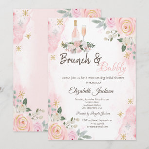 Invitation Fleurs Flocons de Neige Brunch & Bulles Réception
