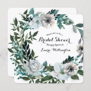 Invitation Fleurs florales blanches Verdure botanique Wreath