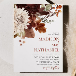 Invitation Fleurs florales Brown foncées de Bourgogne Mariage