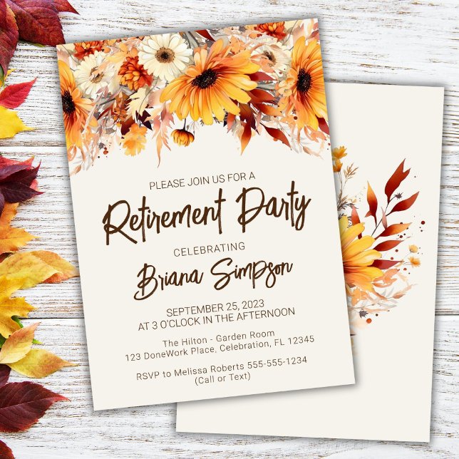 Invitation Fleurs Florales d'Automne Ivory Retraite (Créateur téléchargé)