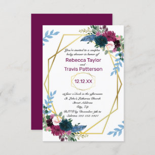Invitation Fleurs florales Mod Plum V - 3x5 Baby shower de co