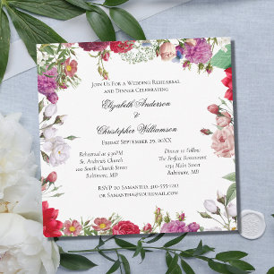 Invitation Fleurs florales Répétition Mariage officielle