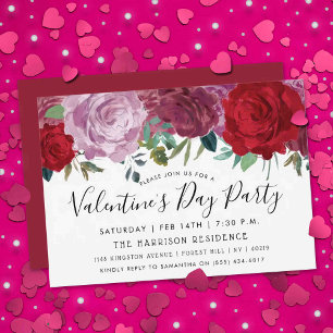 Invitation Fleurs florales romantiques Saint Valentin