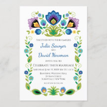 Fleurs folkloriques polonaises bleu lavande