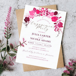 Invitation Fleurs françaises Fête de fiançailles Baies douces