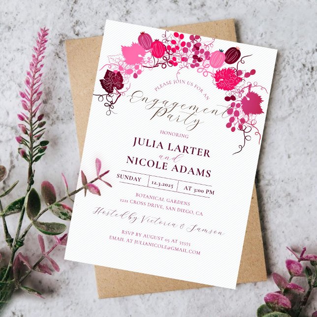Invitation Fleurs françaises Fête de fiançailles Baies douces (Créateur téléchargé)
