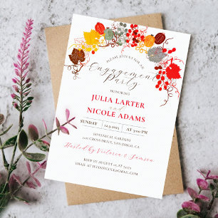 Invitation Fleurs françaises Fête de fiançailles Baies douces